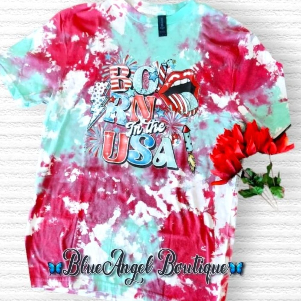 Women's Born In The USA Tie Dye Graphic Tee